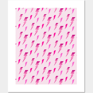 Pink Gradient Lightning Bolt Pattern Posters and Art